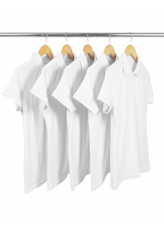 KIT 5 Camisas Polo Piquet Feminina Branca