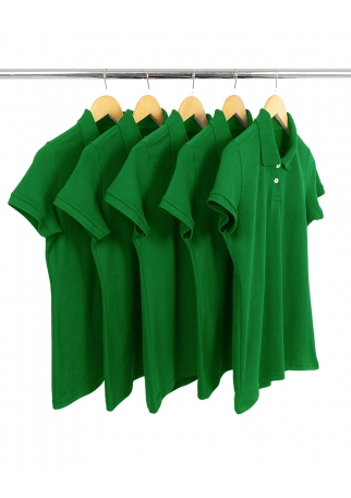 KIT 5 Camisas Polo Piquet Feminina Verde Bandeira