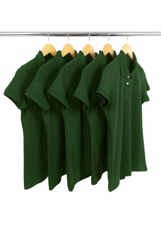 KIT 5 Camisas Polo Piquet Feminina Verde Musgo