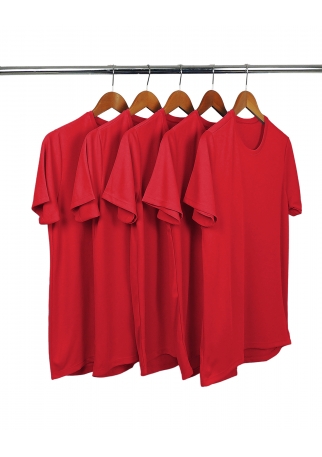 KIT 5 Camisetas Dry Fit Vermelhas Proteção UV 30+