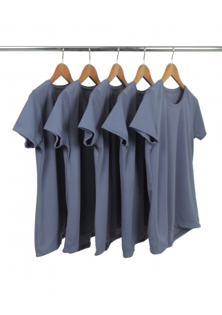 KIT 5 Camisetas Femininas Dry Fit Cinza Titanium Proteção UV 30+