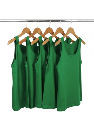 KIT 5 Regatas Femininas de Algodão Premium Verde Bandeira