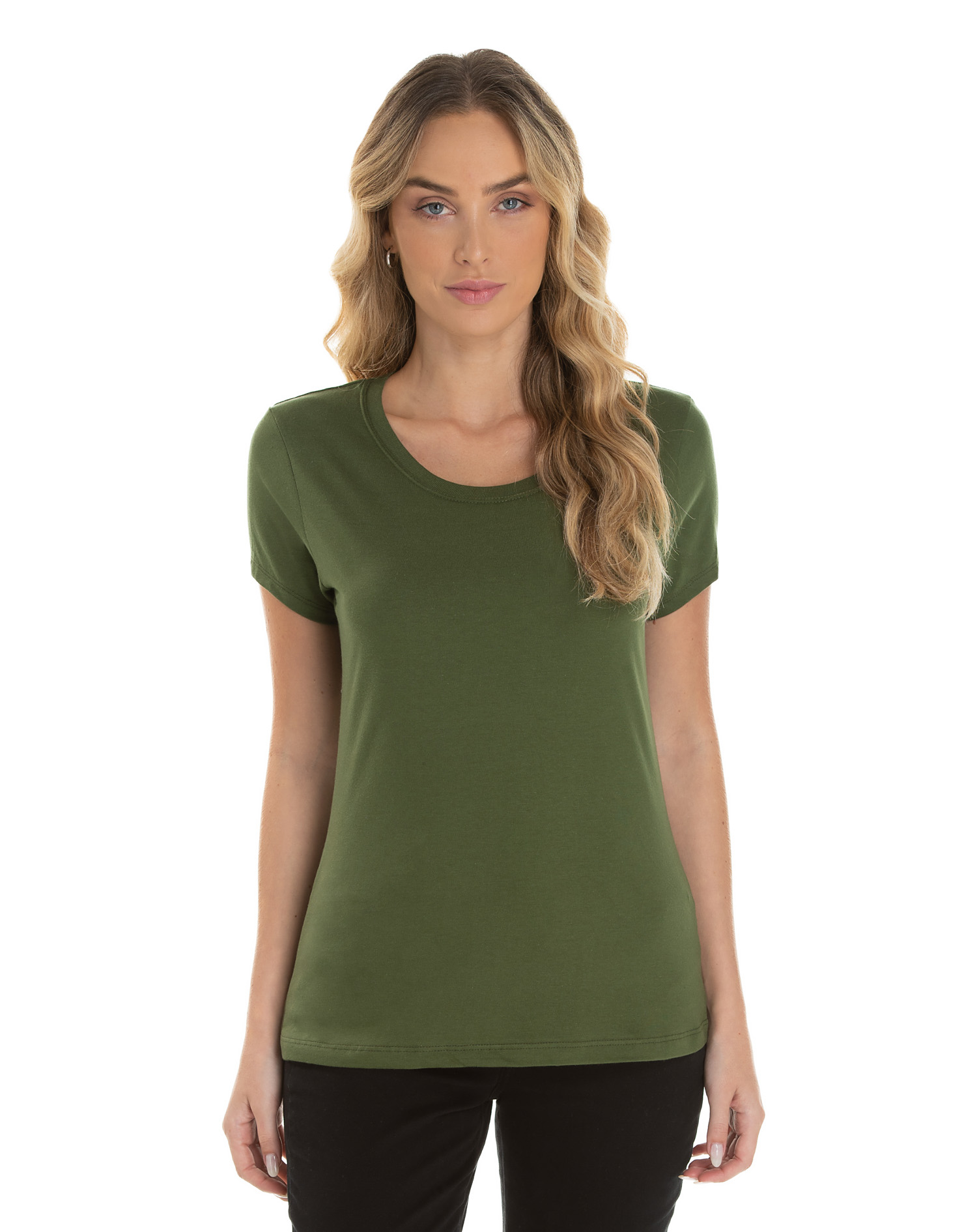 Baby Look de Algodão Premium Verde Militar Direto de Fábrica