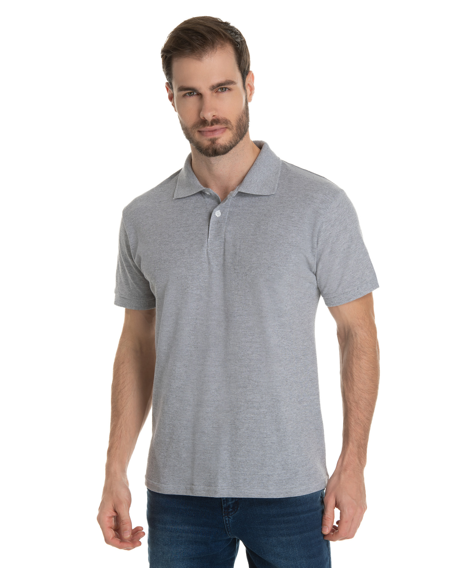 camisa polo cor cinza
