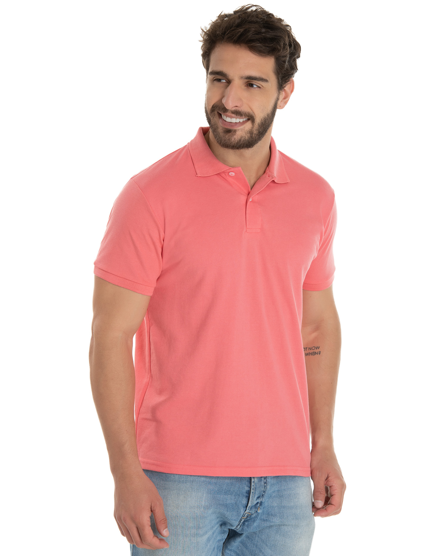 Camisa Polo Piquet Masculina Salmão Direto de Fábrica Loja Mirante