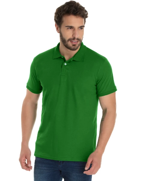 Camisa Polo Piquet Masculina Verde Bandeira Direto de Fábrica
