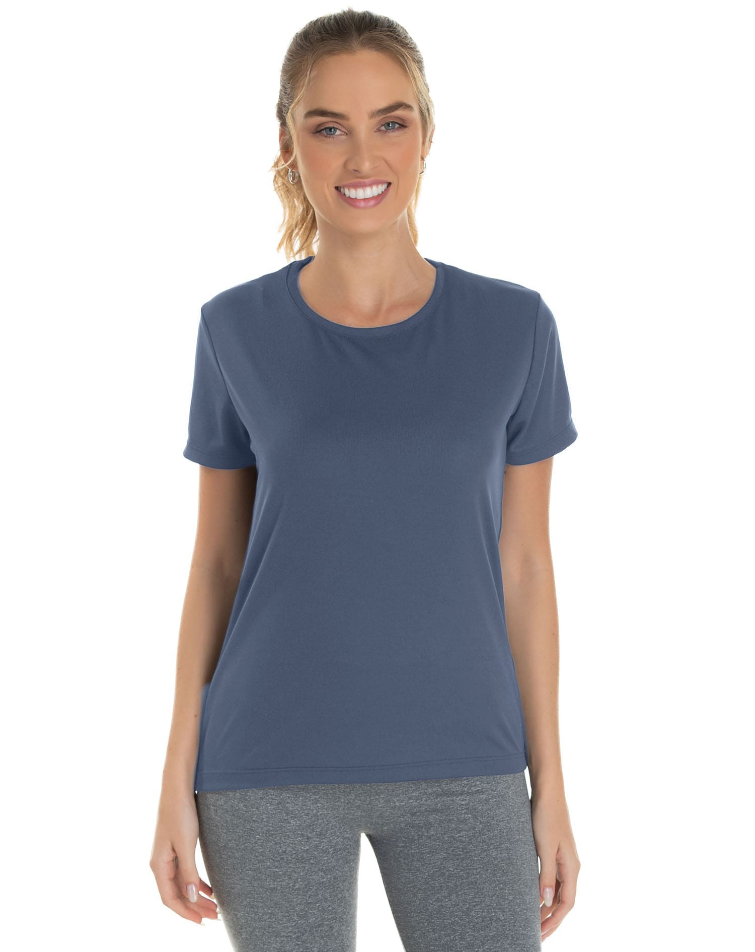 Camiseta Feminina Dry Fit Cinza Titanium Proteção UV 30+