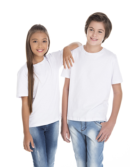 Kit 5 Camisetas Juvenil de Algodão Penteado Branca