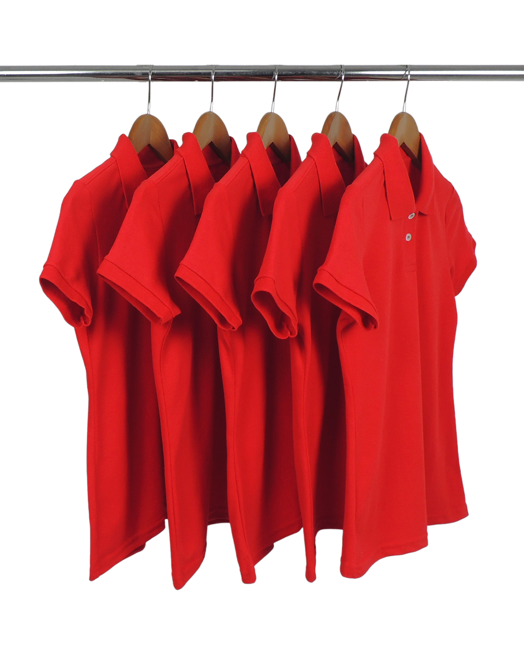 KIT 5 Camisas Polo Piquet Feminina Vermelha