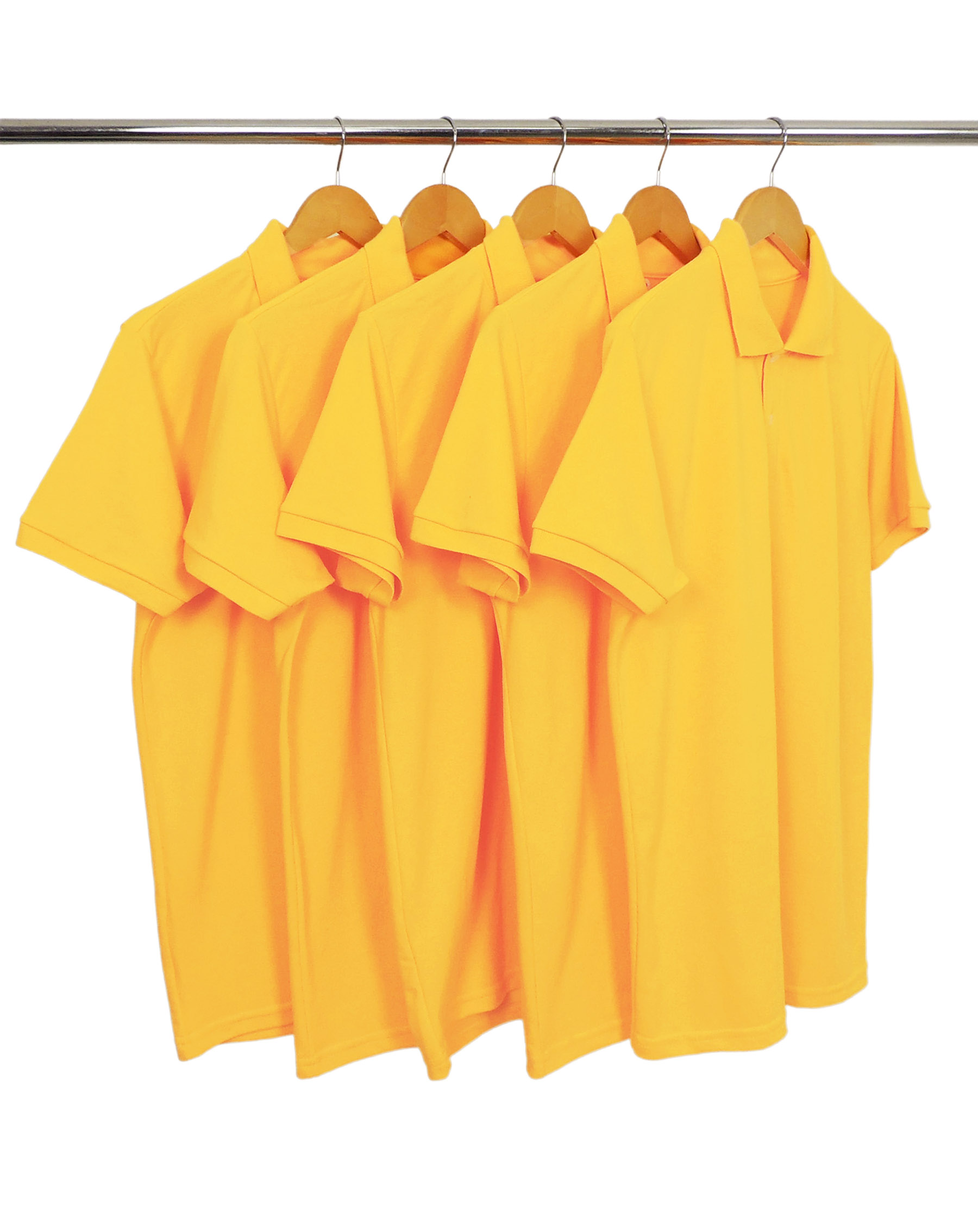 KIT 5 Camisas Polo Piquet Masculina Amarelo Ouro