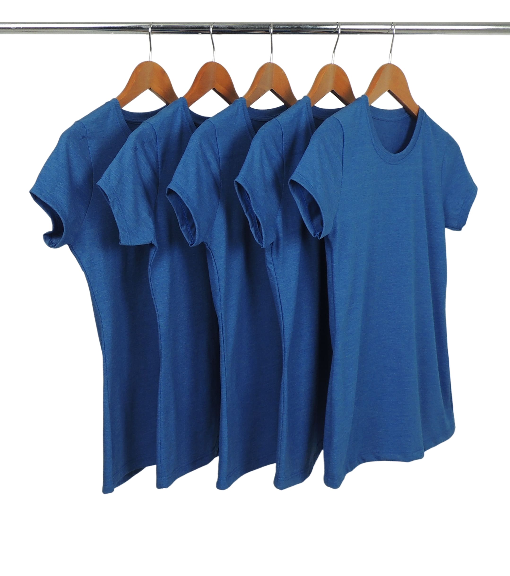Kit 5 Camiseta Feminina Comfort Mescla Azul Royal