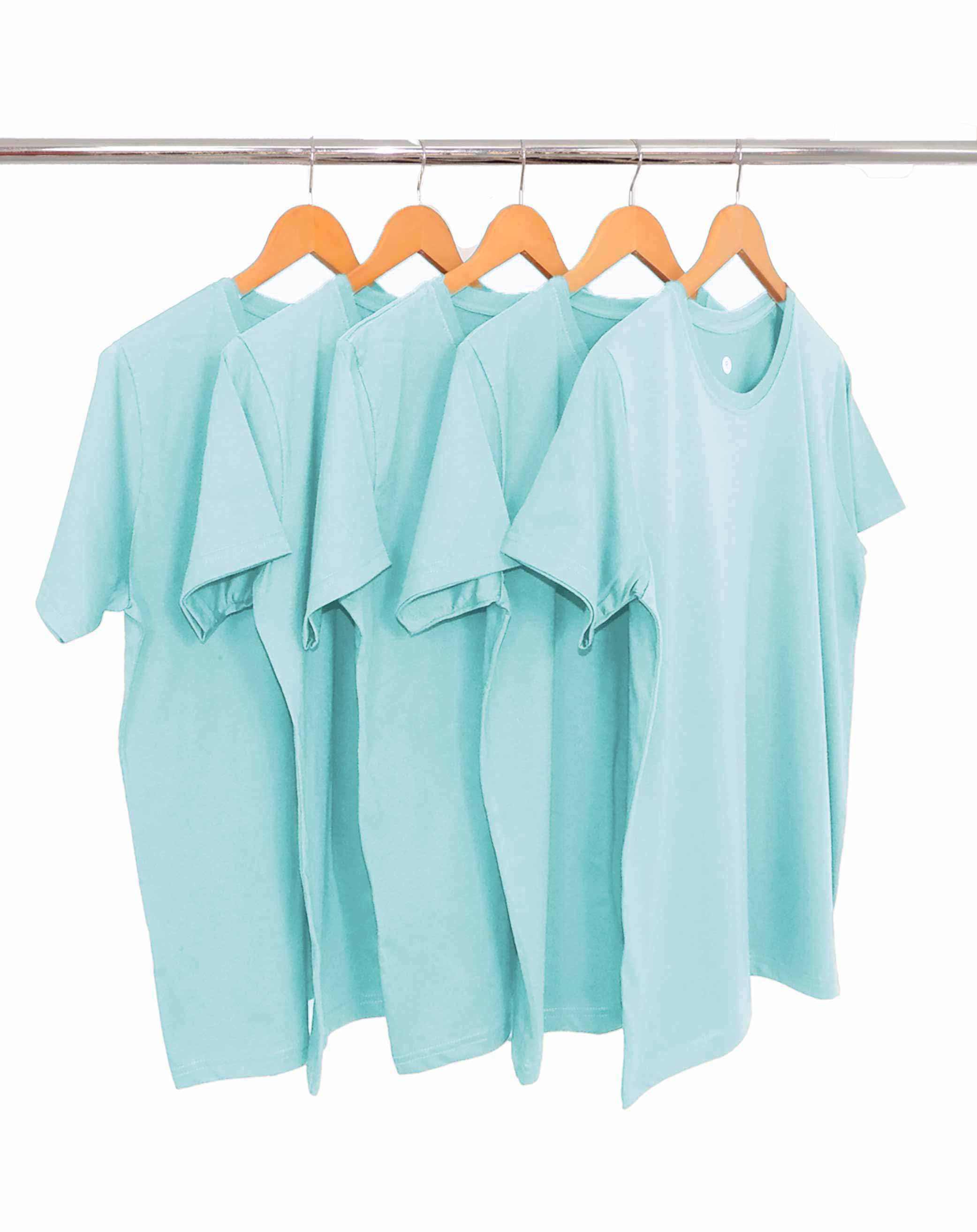 KIT 5 Camisetas de Algodão Premium Azul Claro