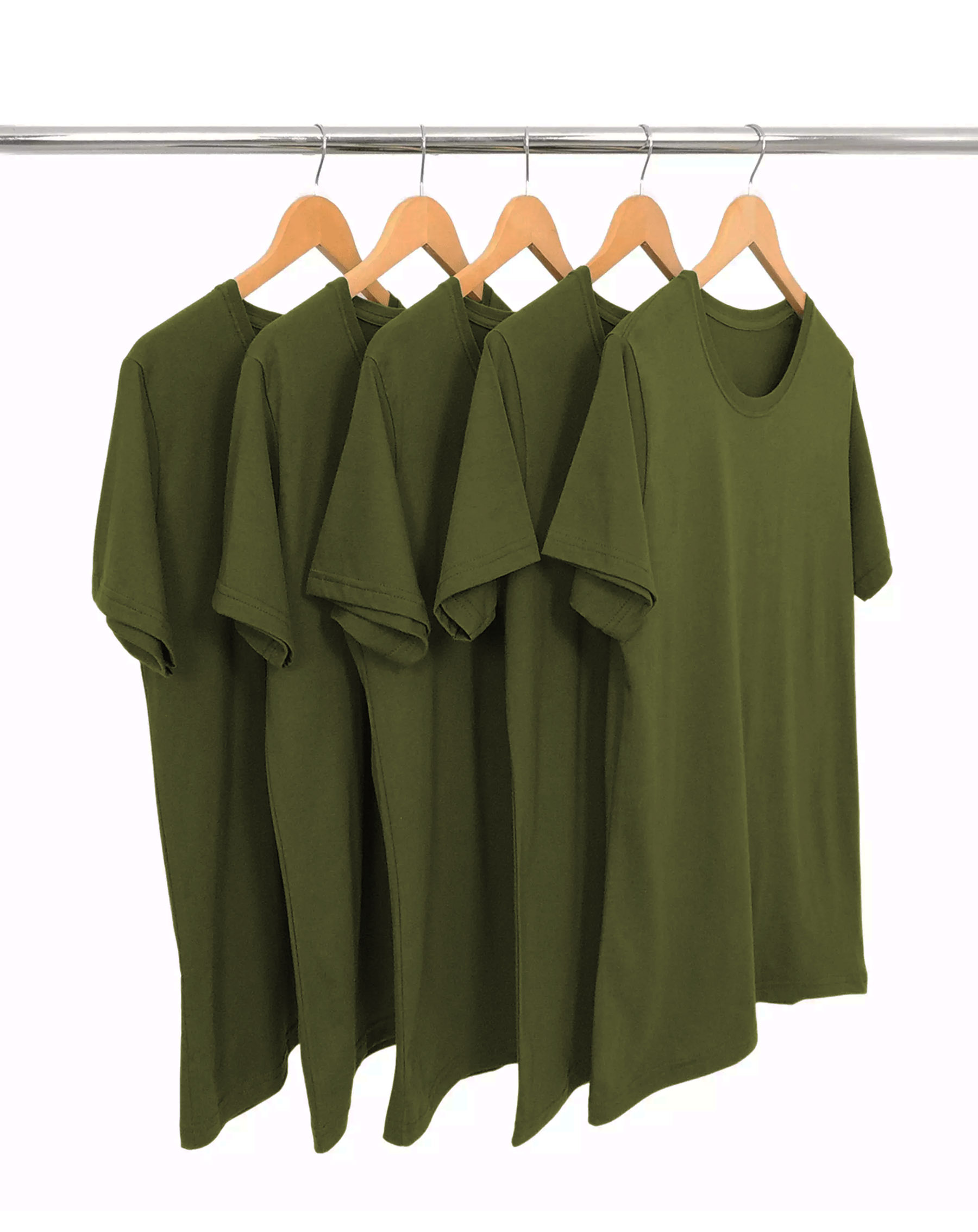 KIT 5 Camisetas de Algodão Premium Verde Militar