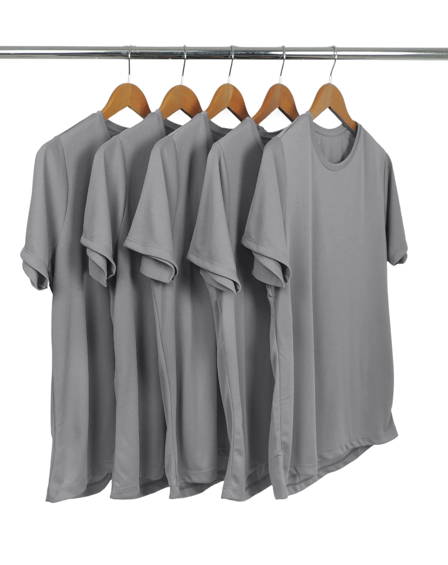 KIT 5 Camisetas Dry Fit Cinza Chumbo Proteção UV 30+