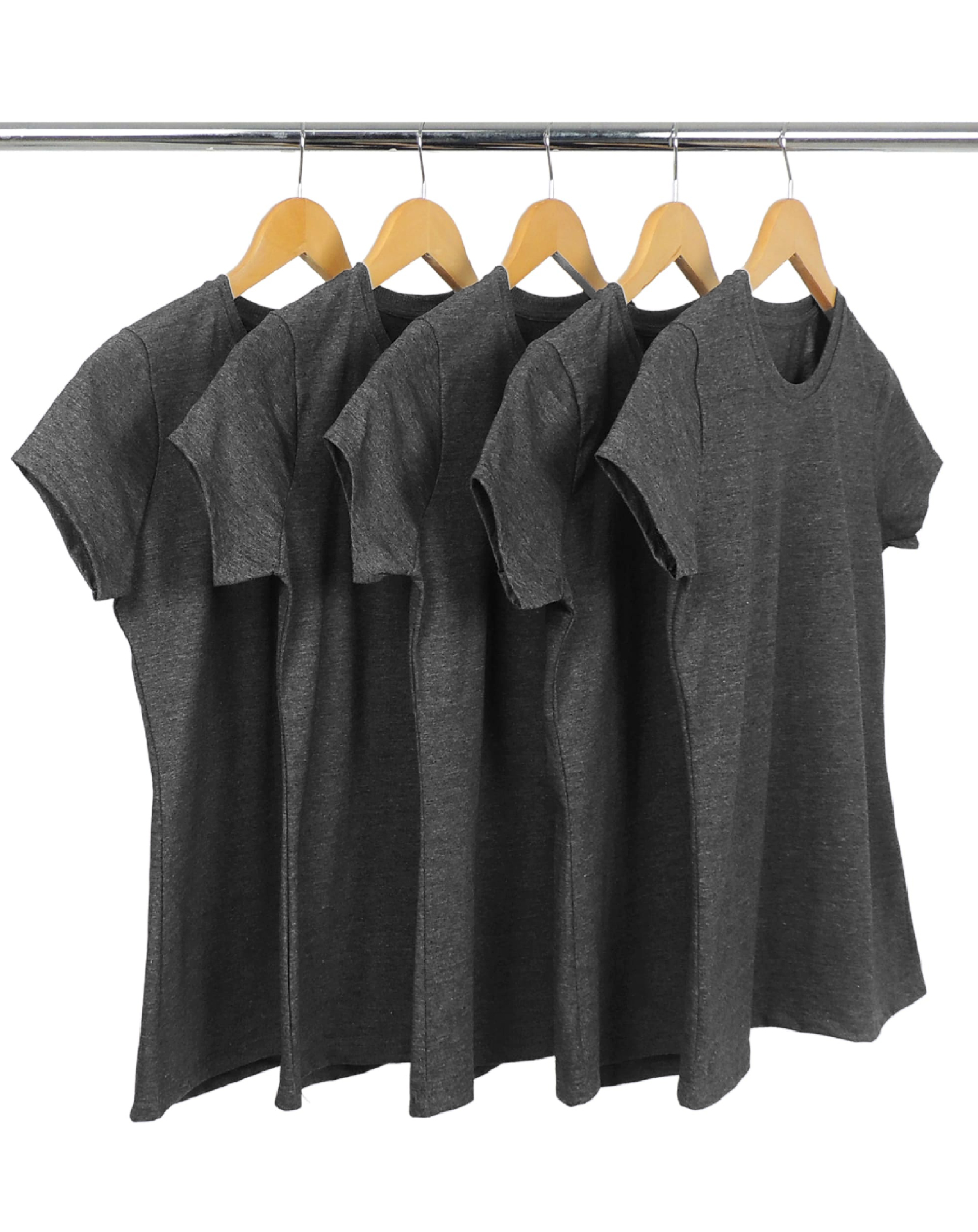 Kit 5 Camisetas Femininas Comfort Mescla Preta