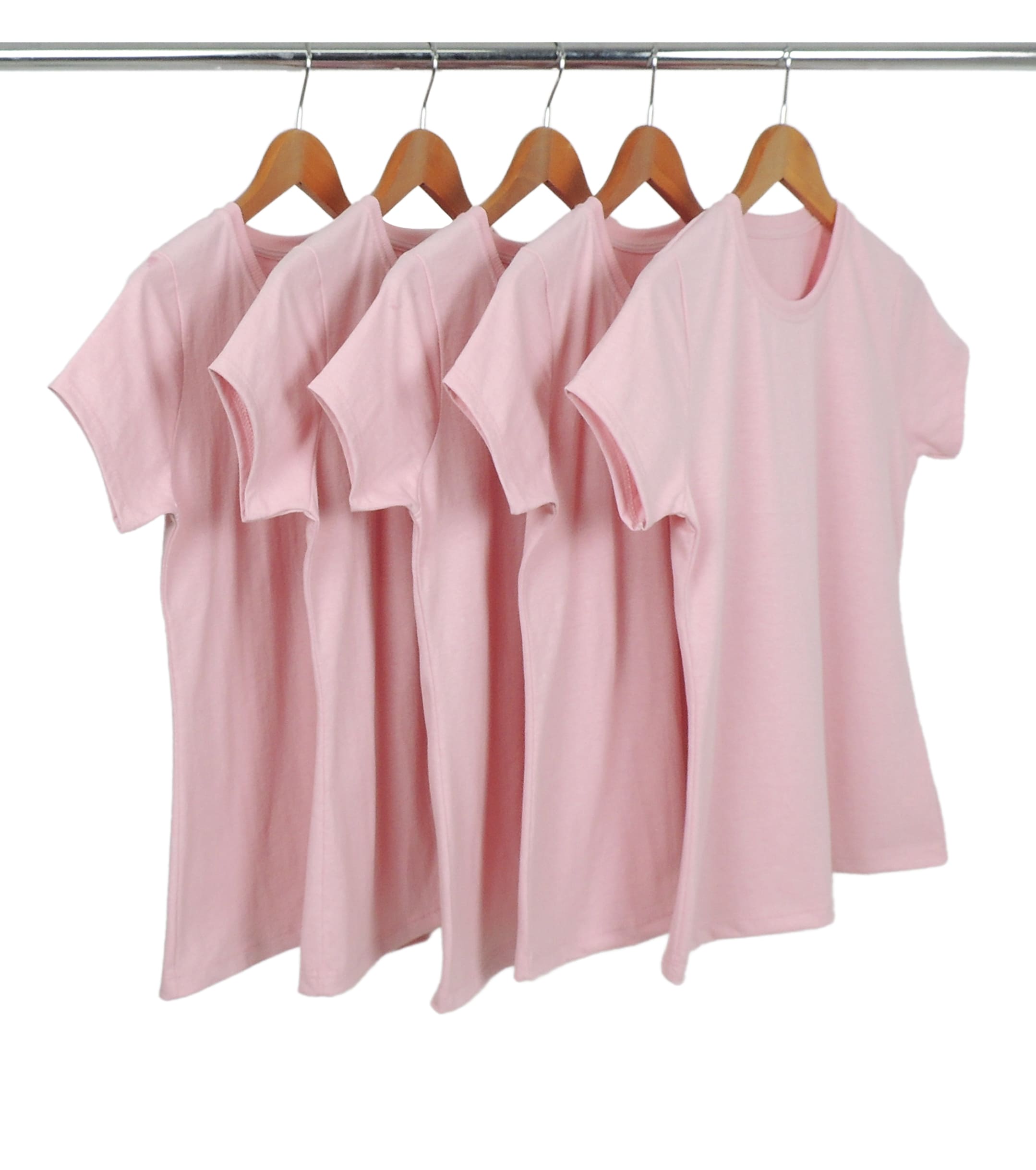 Kit 5 Camisetas Femininas Comfort Mescla Rosa Claro
