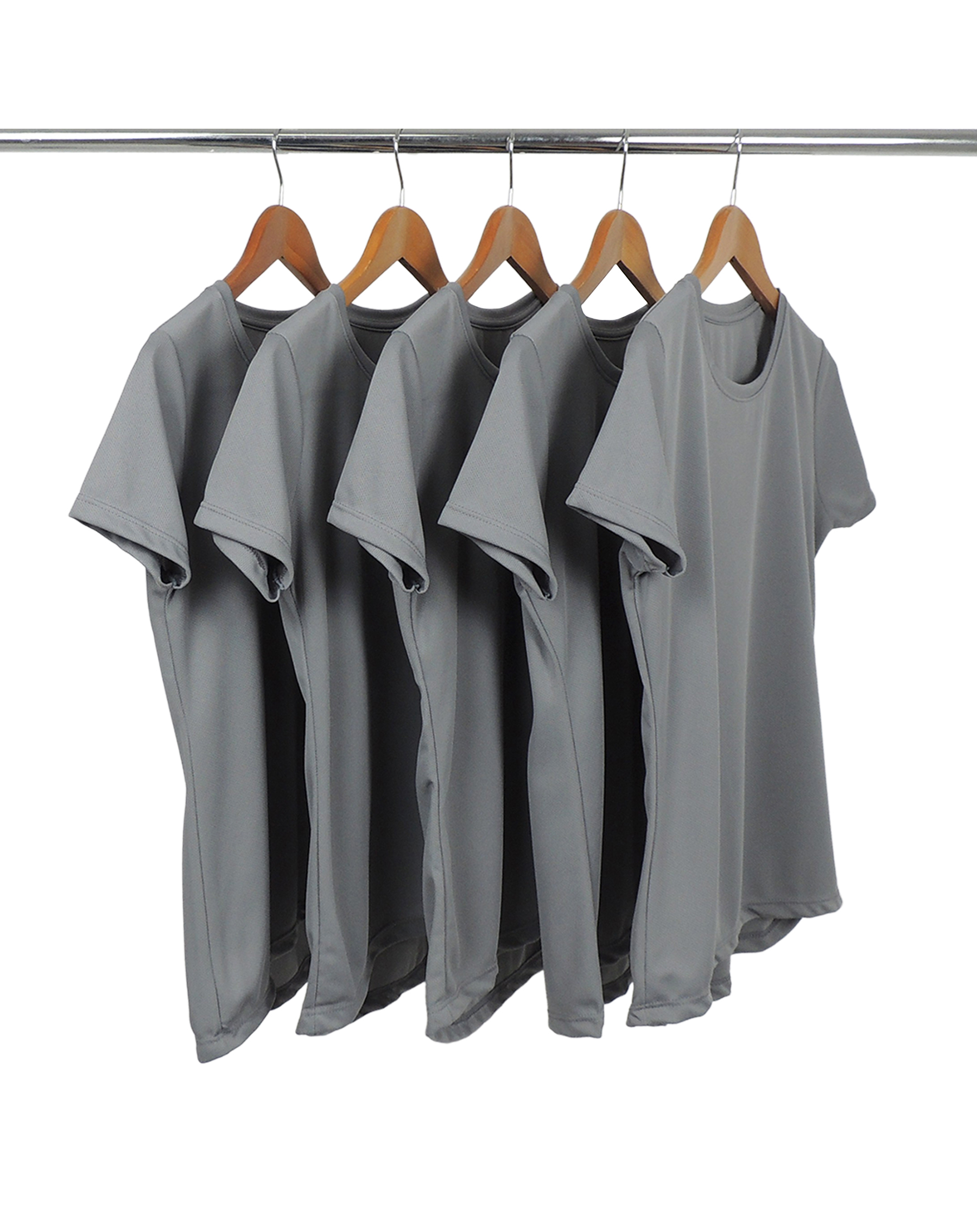KIT 5 Camisetas Femininas Dry Fit Cinza Chumbo Proteção UV 30+