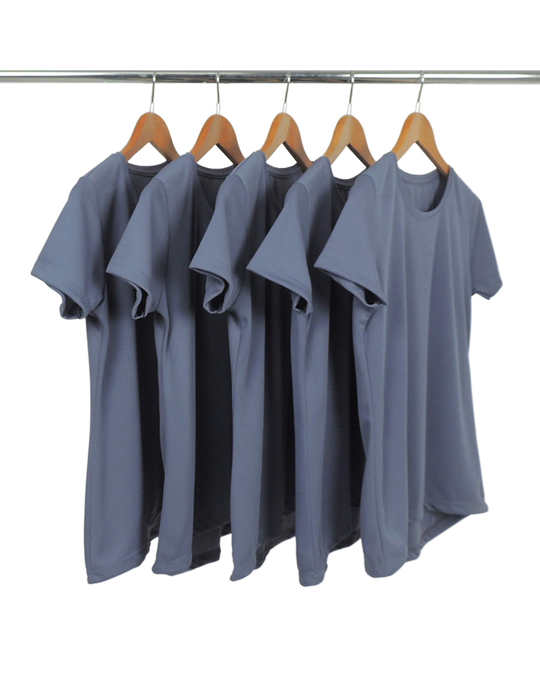 KIT 5 Camisetas Femininas Dry Fit Cinza Titanium Proteção UV 30+