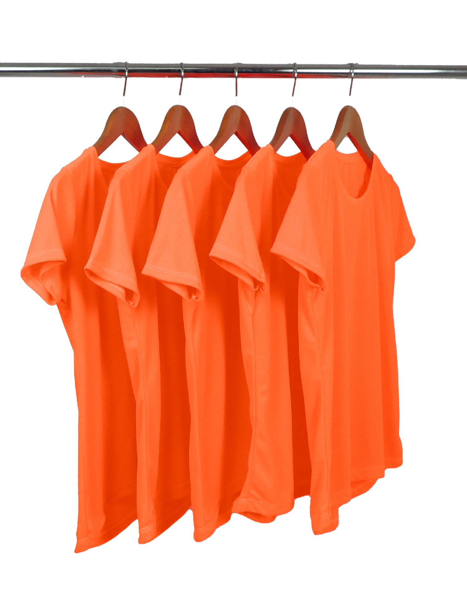 KIT 5 Camisetas Femininas Dry Fit Laranja Fluorescente Proteção UV 30+