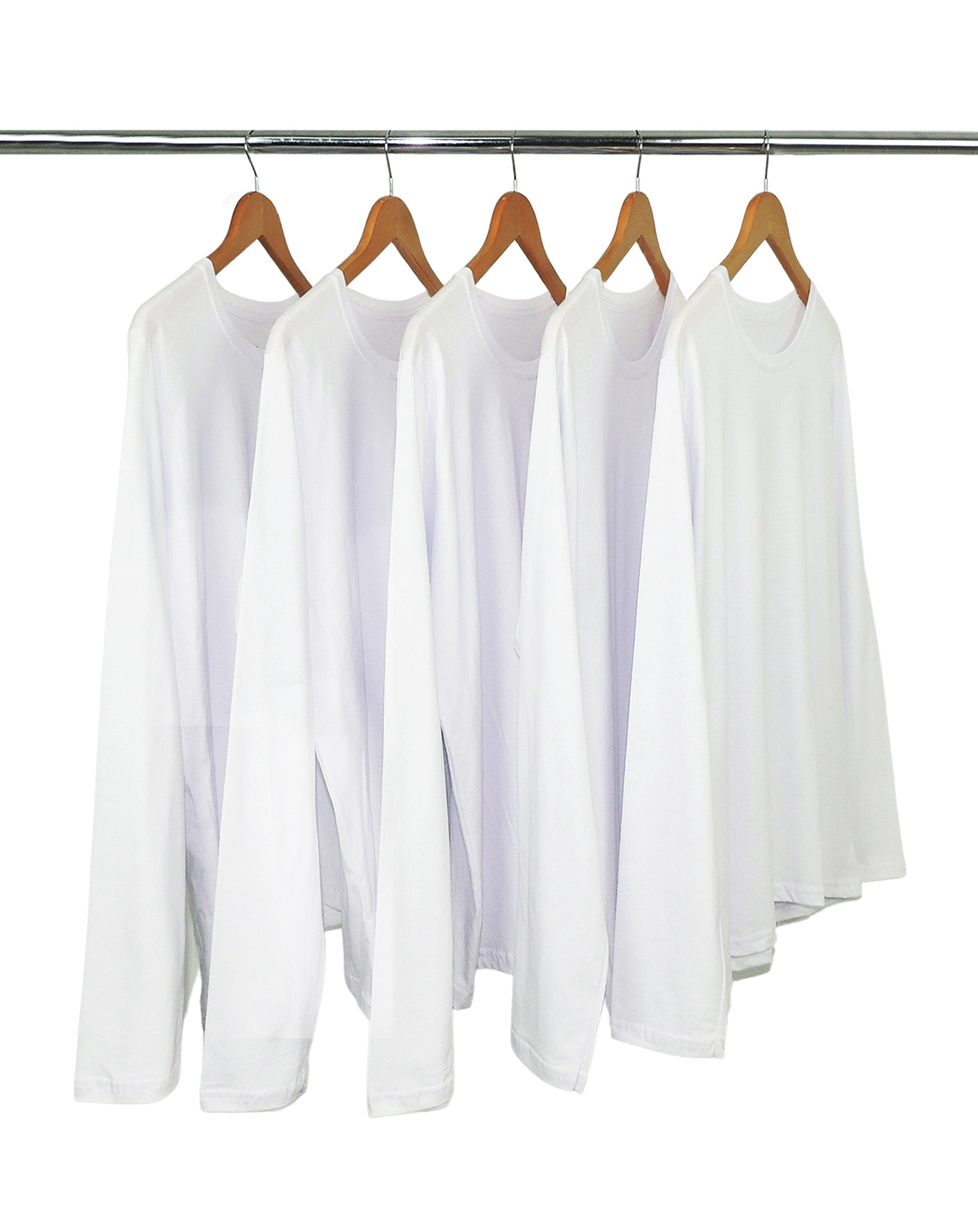 KIT 5 Camisetas Manga Longa de Algodão Premium Branca