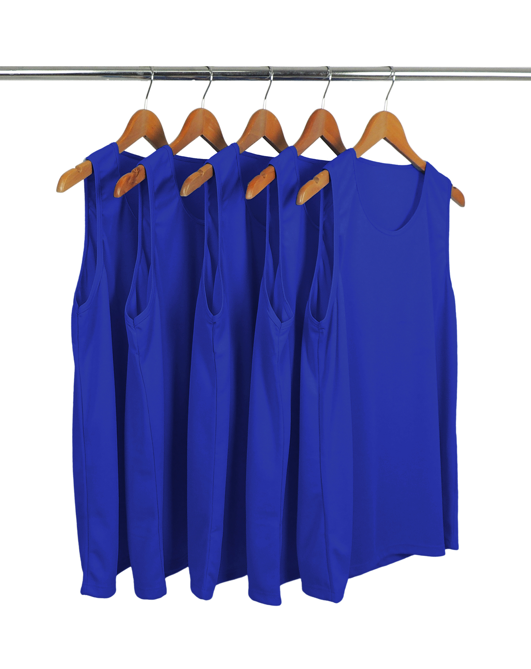 KIT 5 Regatas Dry Fit Azul Royal Proteção UV 30+