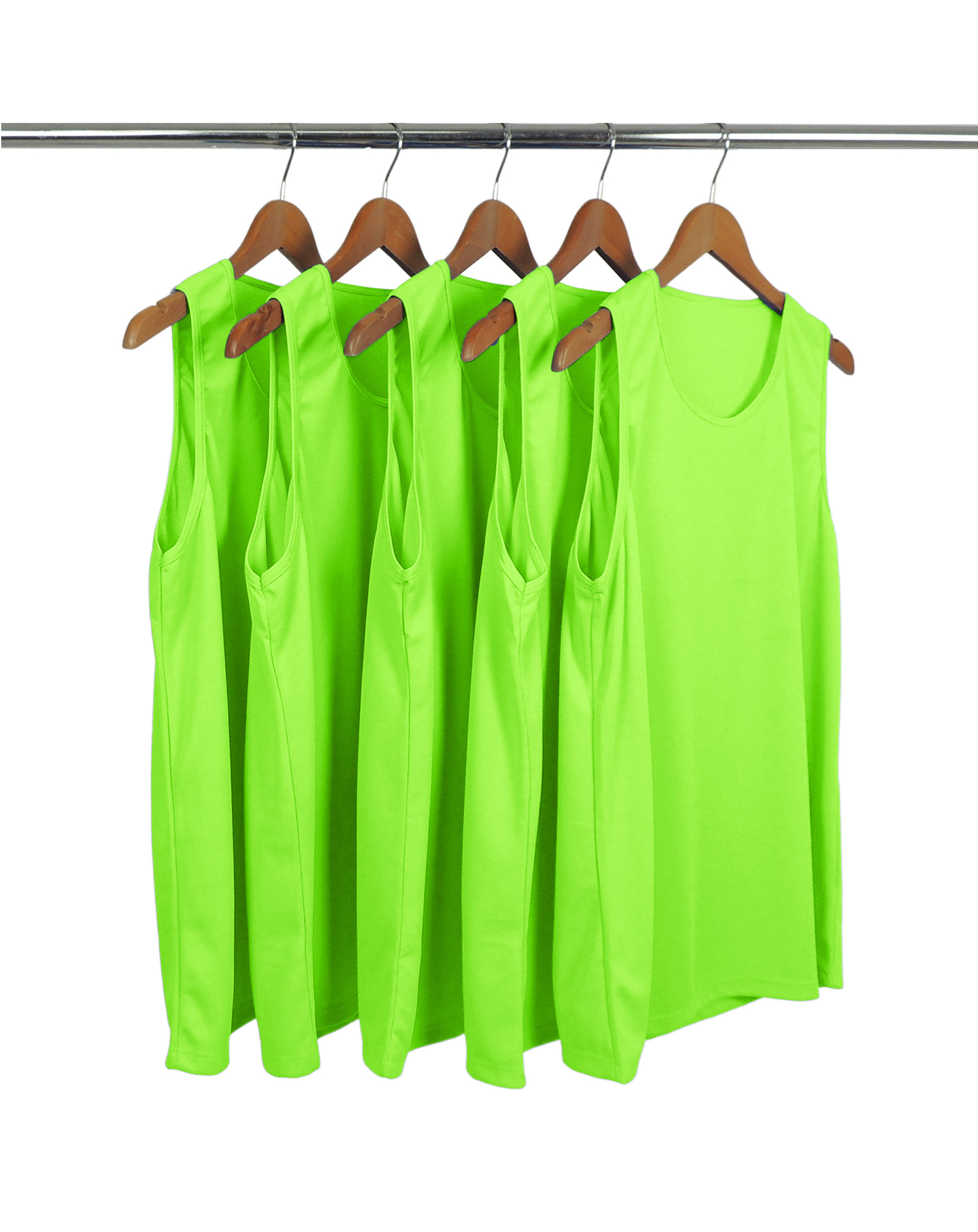 KIT 5 Regatas Dry Fit Verde Fluorescente Proteção UV 30+