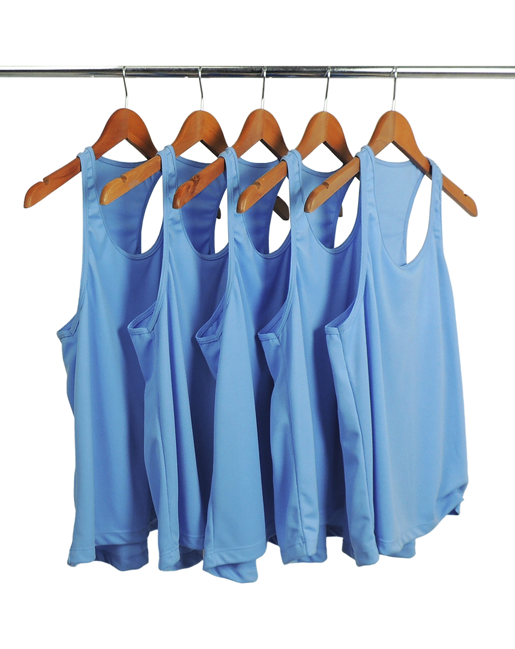 Kit 5 Regatas Feminina Dry Fit Azul Claro Proteção UV 30+