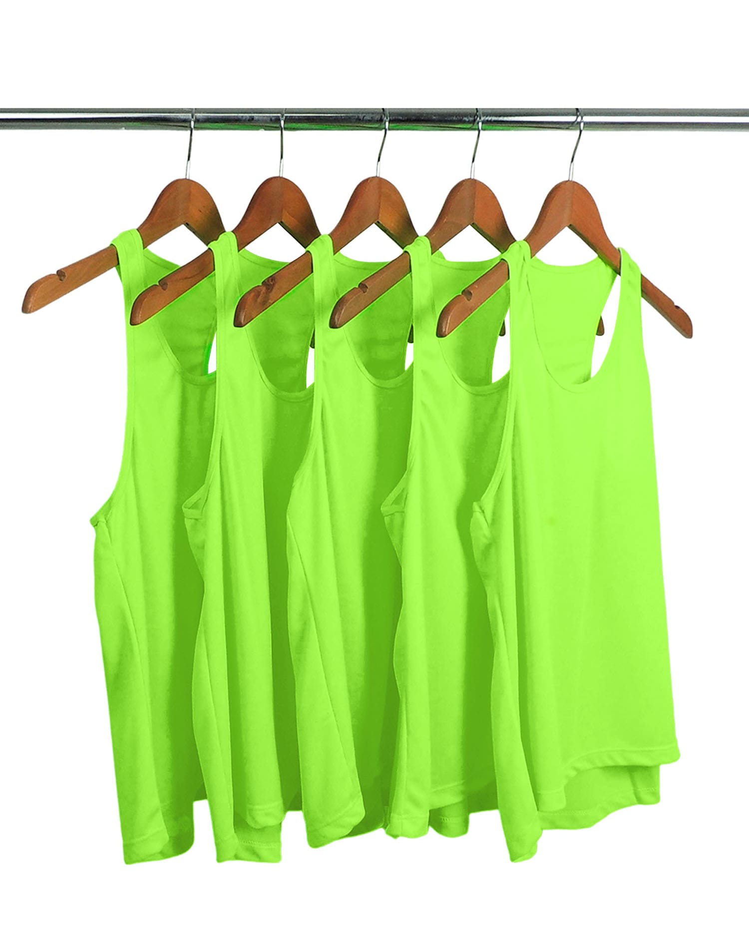 Kit 5 Regatas Feminina Dry Fit Verde Fluorescente Proteção UV 30+