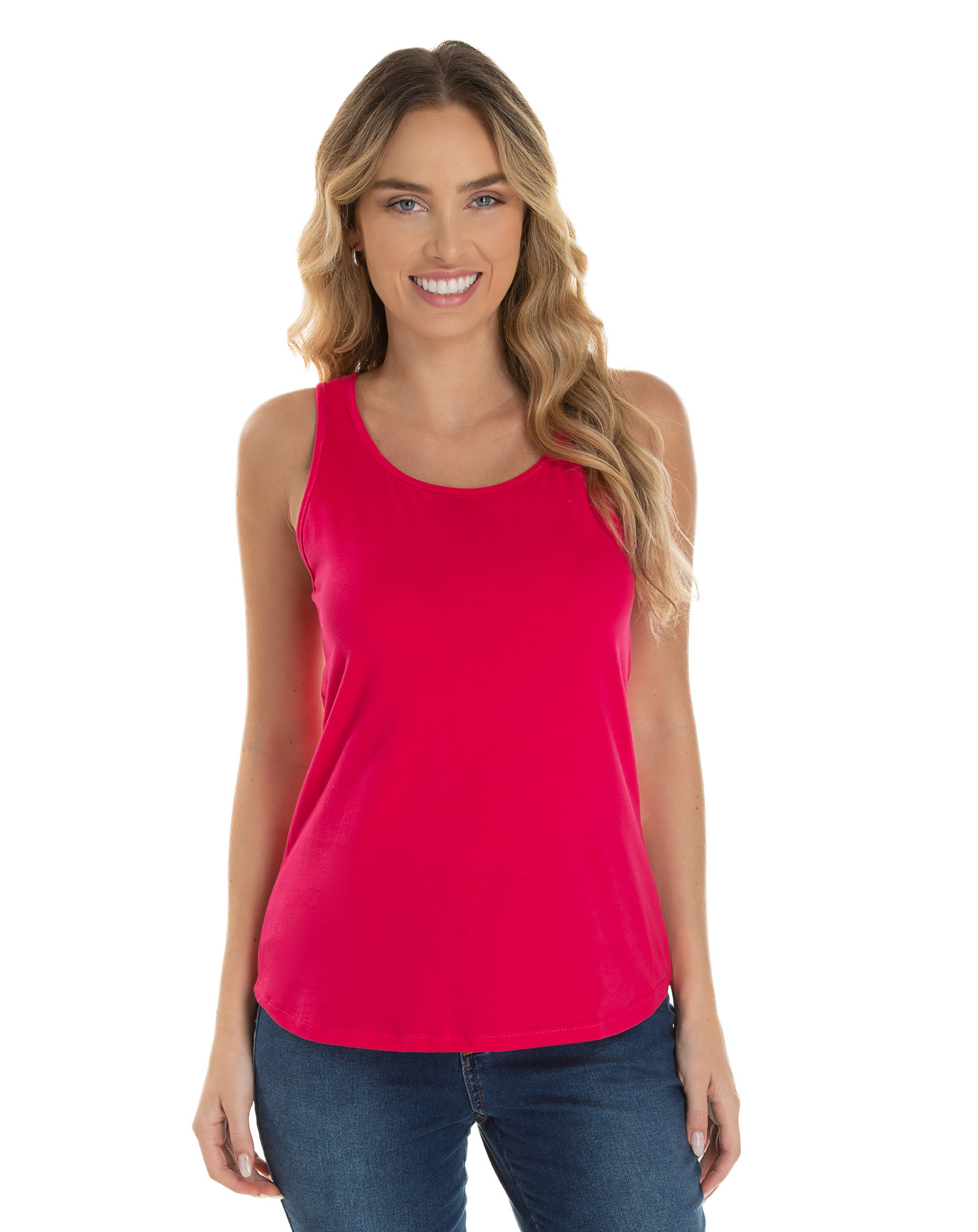 Regata Feminina De Algodão Premium Rosa Pink Direto De Fábrica Loja