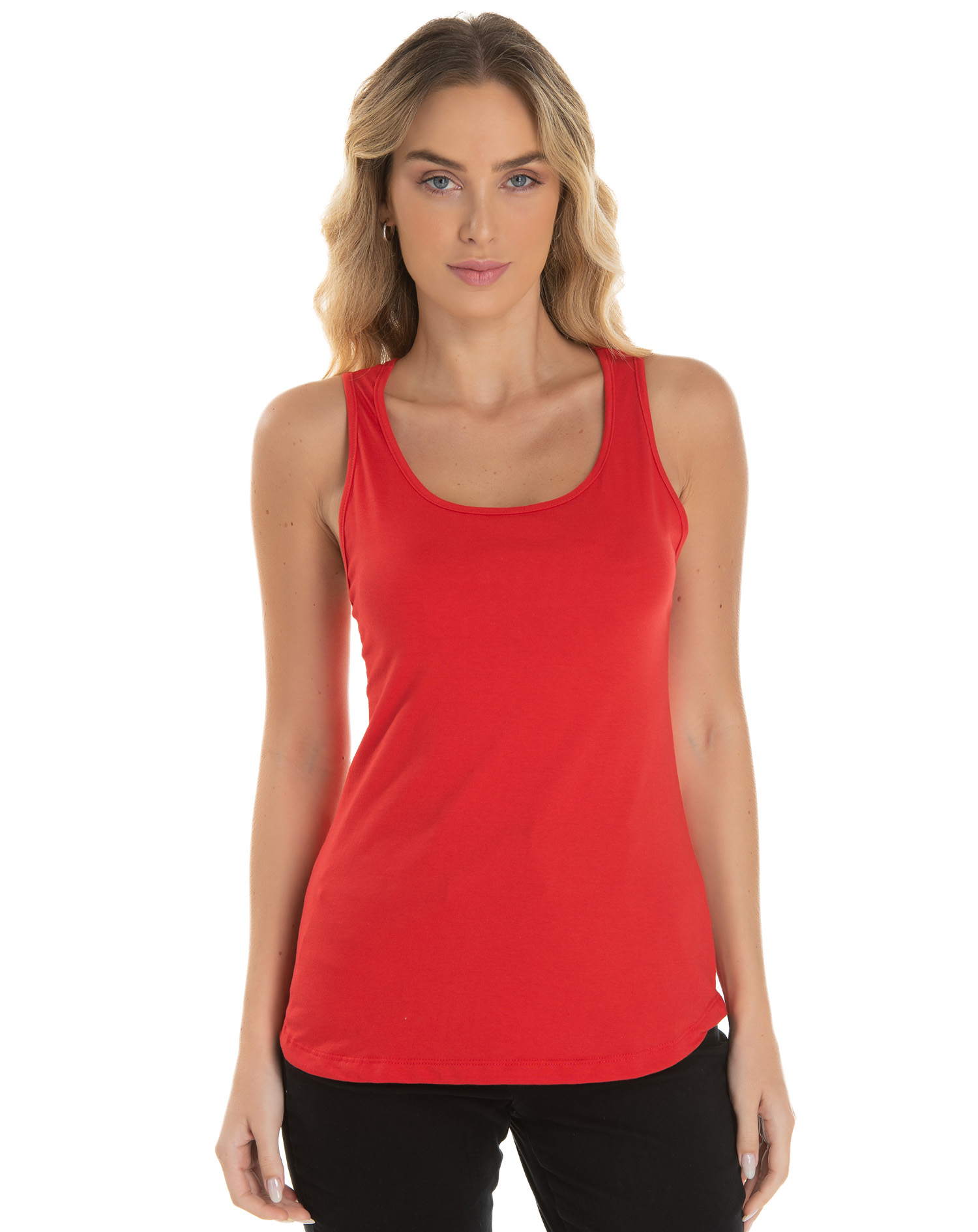 Regata Feminina De Algodão Premium Vermelha Direto De Fábrica Loja